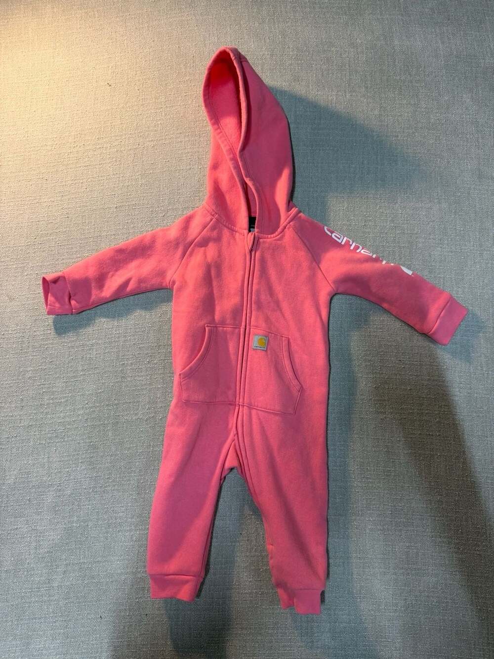 Carhartt Infant Girls Hooded Fleece Zip-Front Coverall Pink 6M